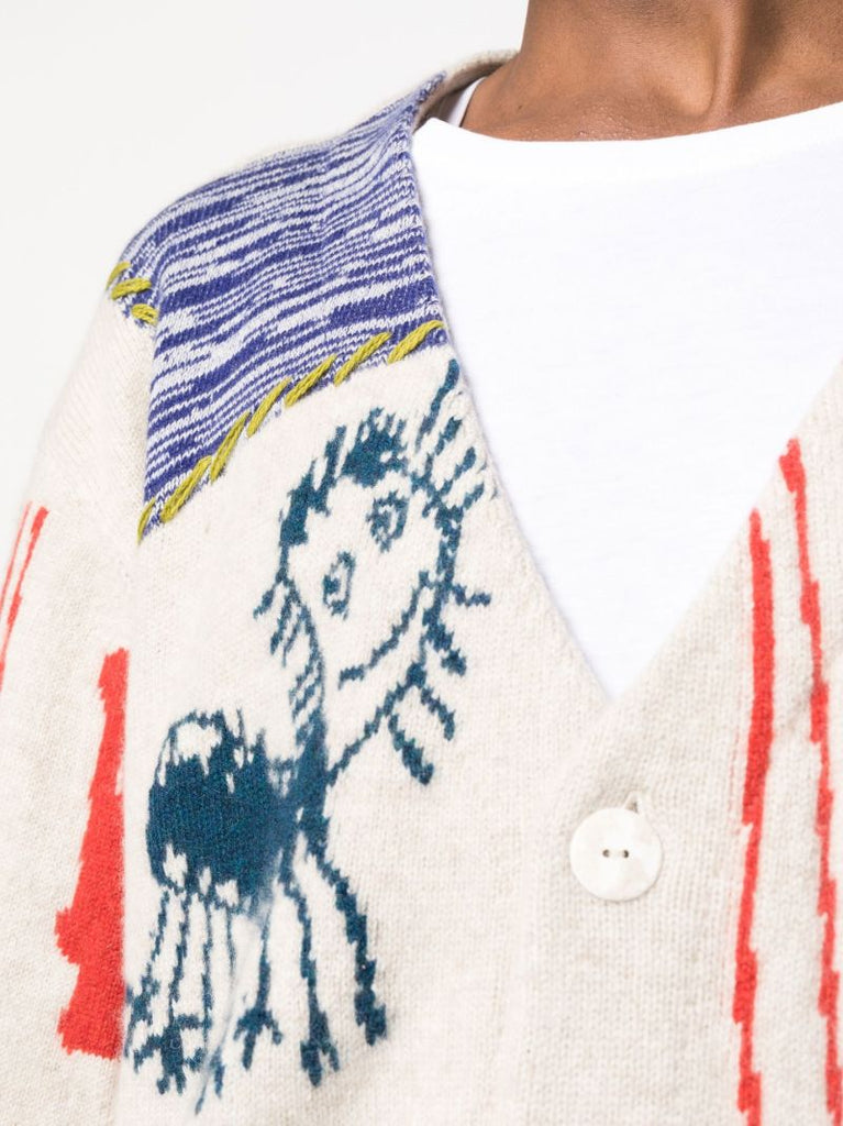 Multicolour Intarsia Knit Cardigan