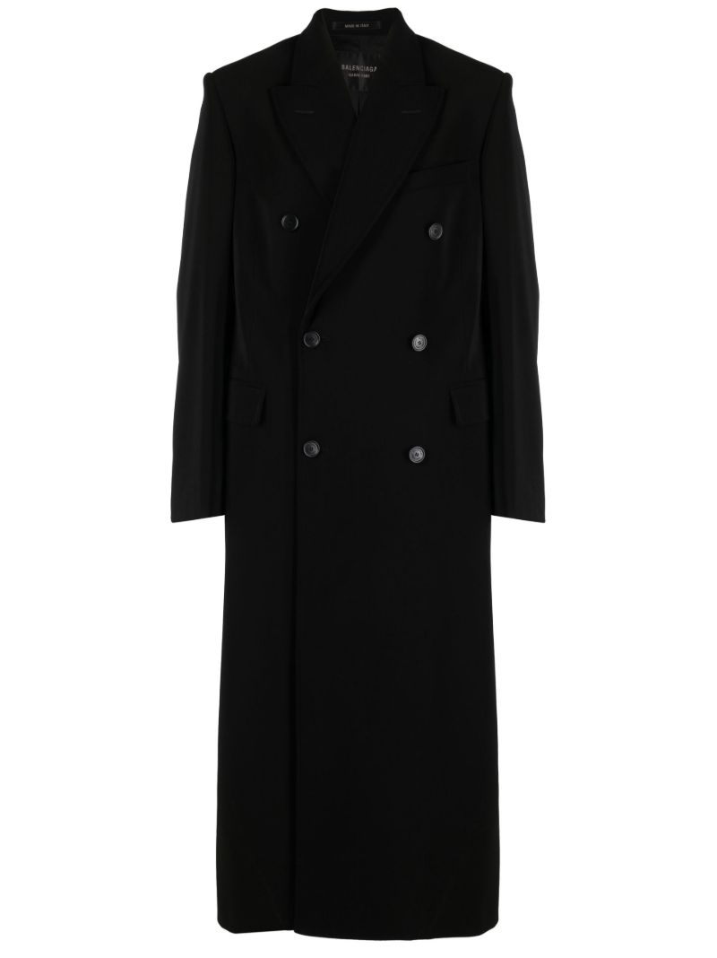 Black Double-breasted Cotton Coat
