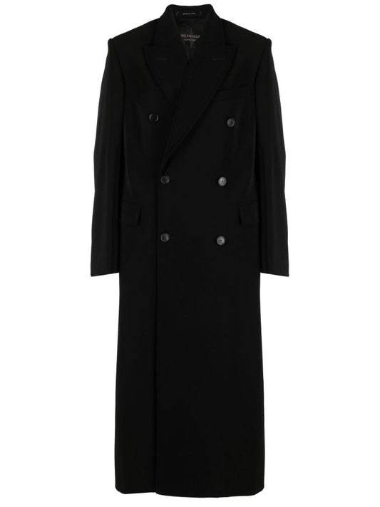 Black Double-breasted Cotton Coat