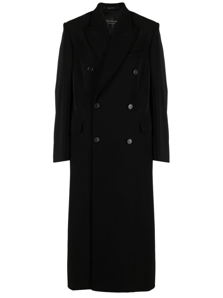 Black Double-breasted Cotton Coat