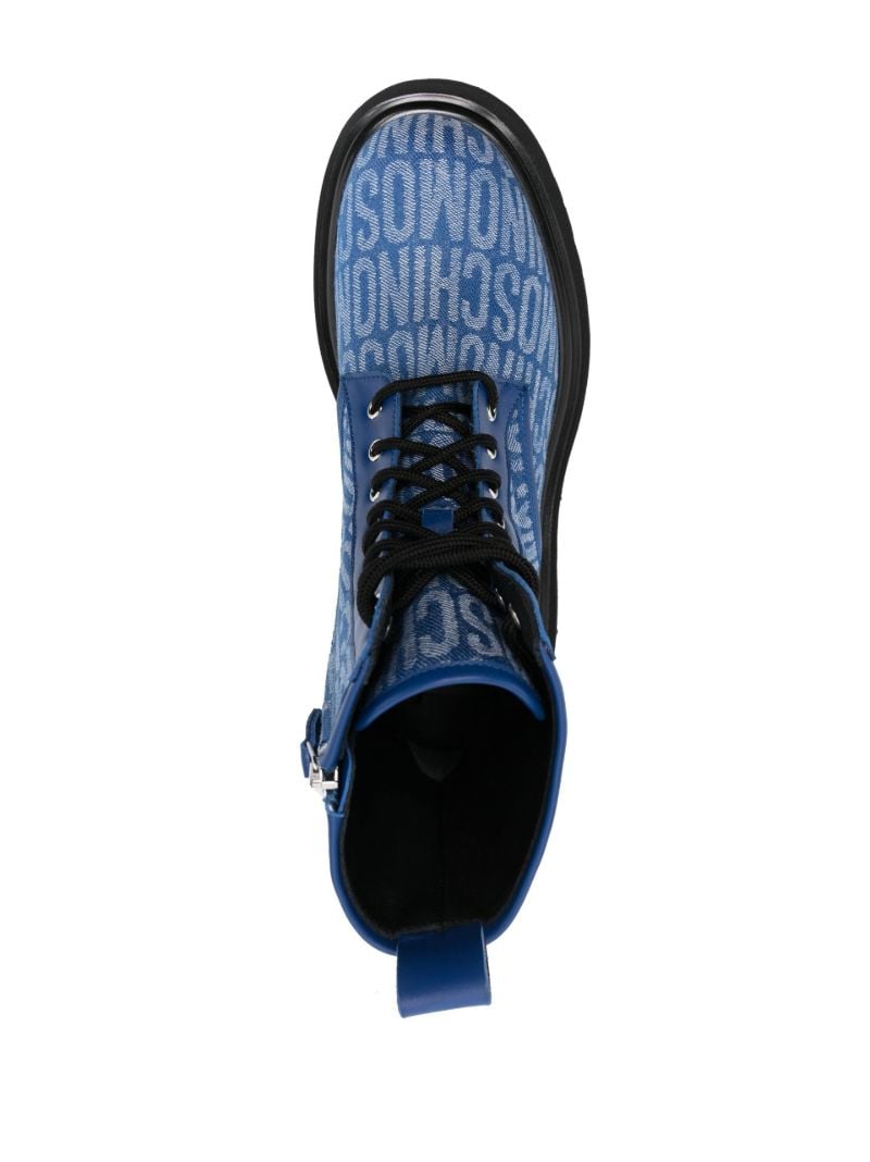 Blue Logo-jacquard Lace-up Boots