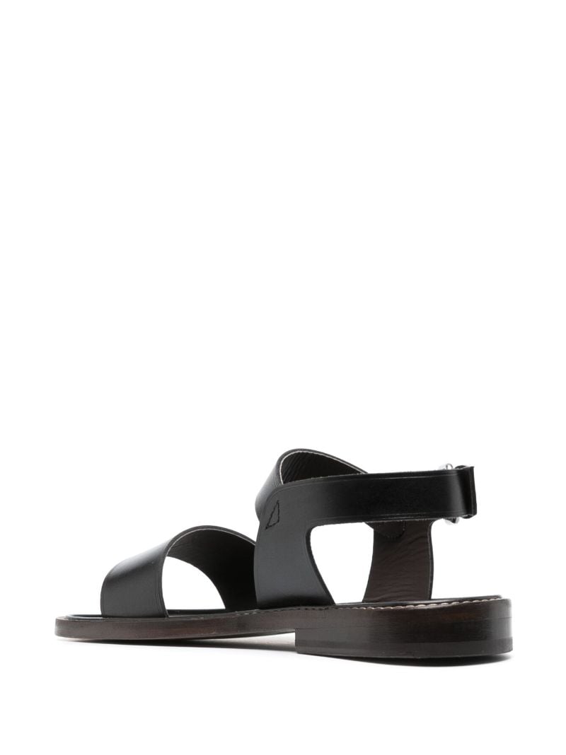 Black Leather Flat Sandals