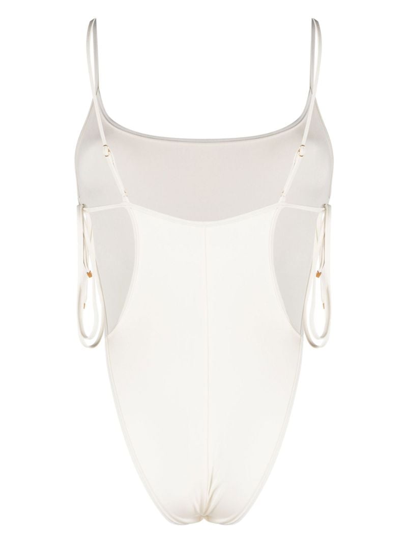 White Side Tie Swimsuit