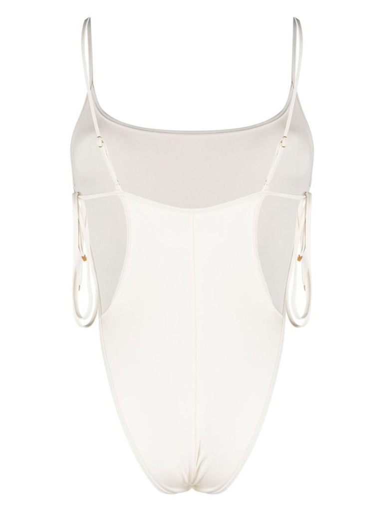 White Side Tie Swimsuit