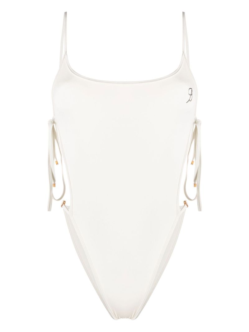 White Side Tie Swimsuit