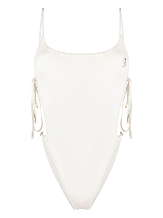White Side Tie Swimsuit