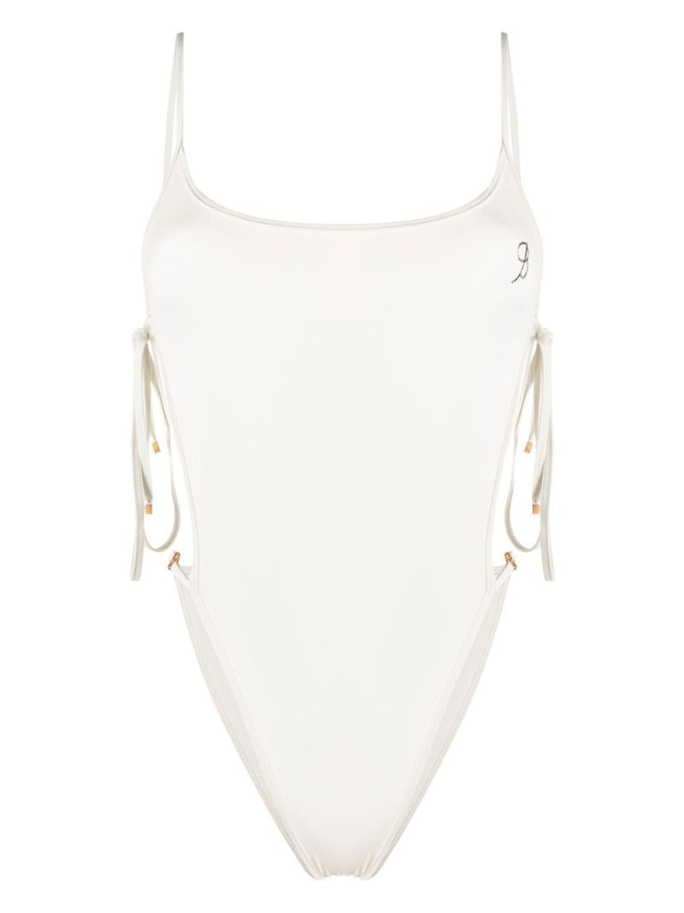 White Side Tie Swimsuit