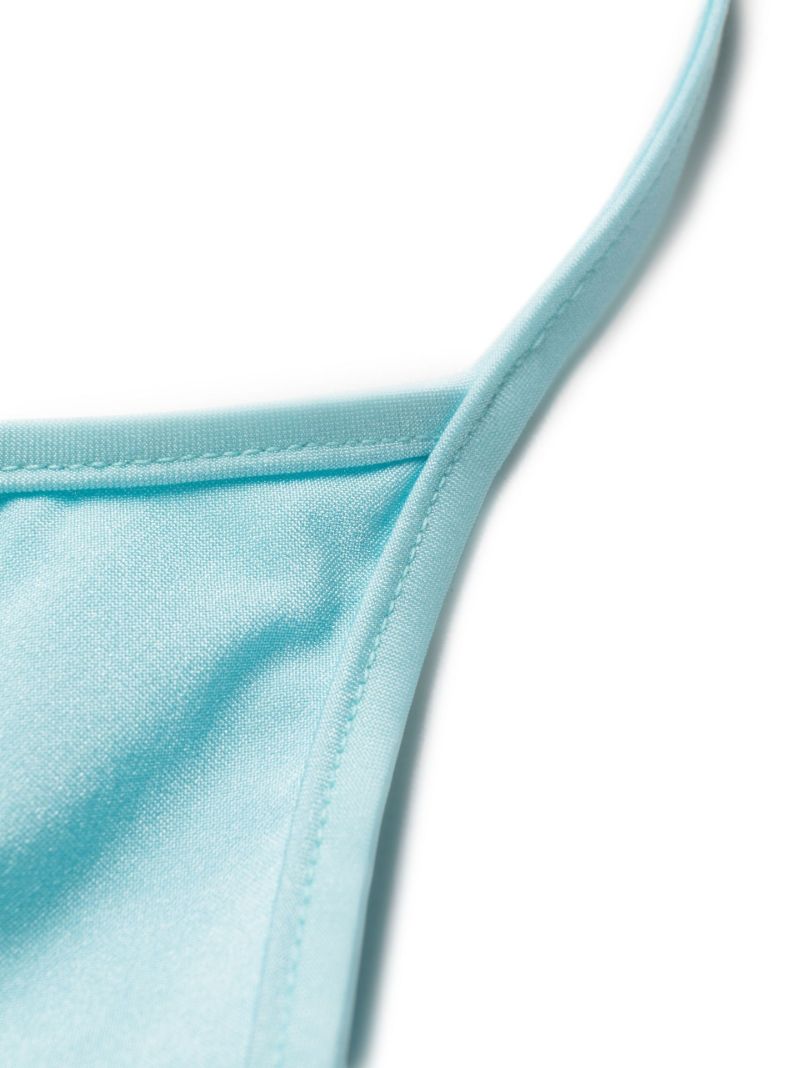 Blue Embellished Logo Bikini