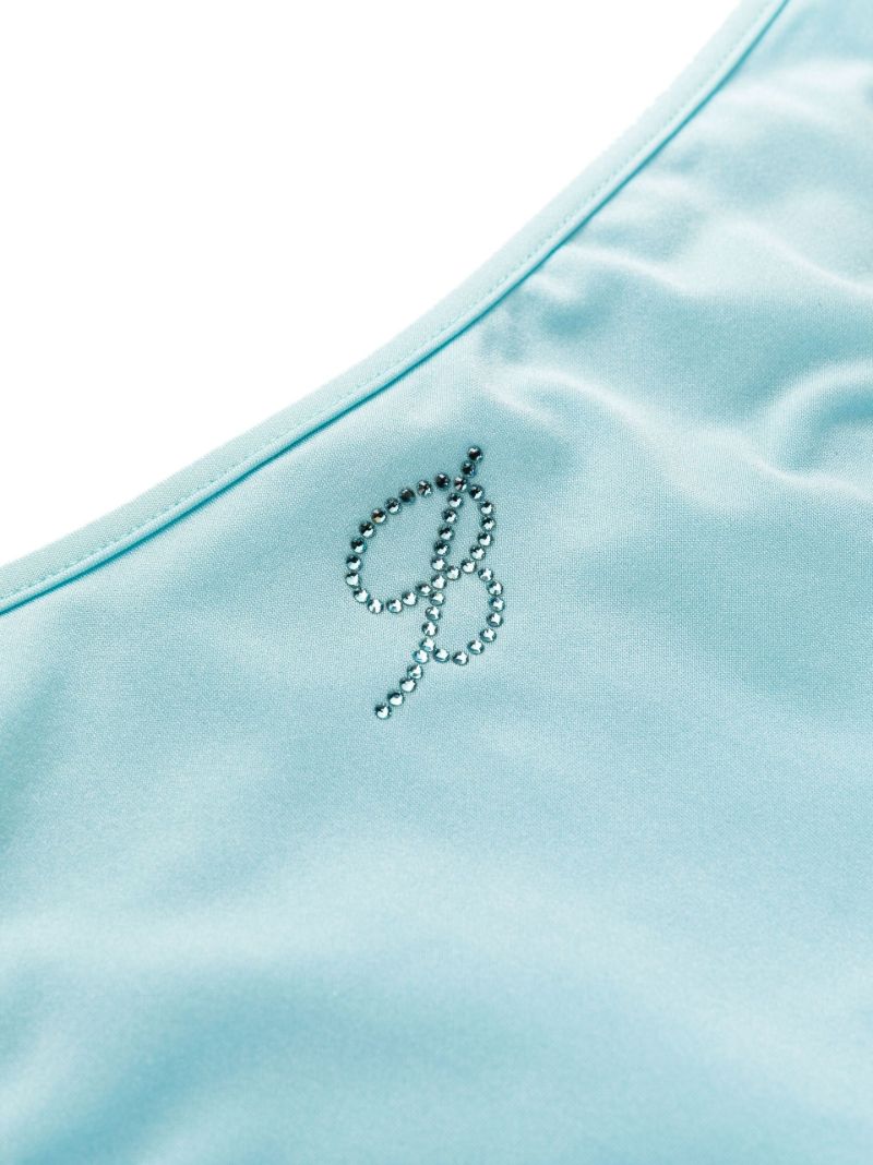 Blue Embellished Logo Bikini