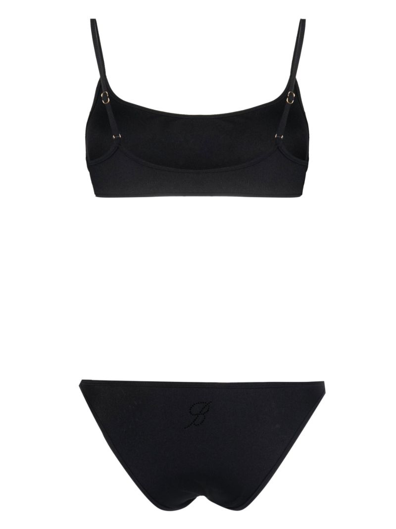 Black Embellished Logo Bikini