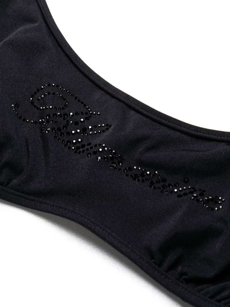 Black Embellished Logo Bikini
