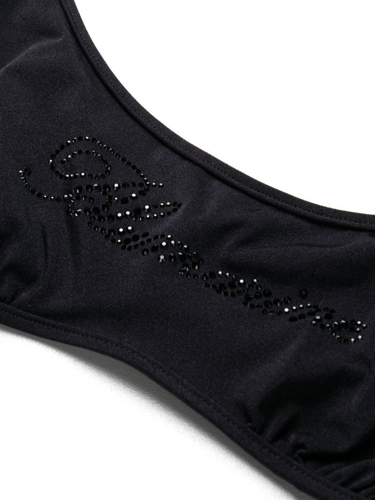 Black Embellished Logo Bikini