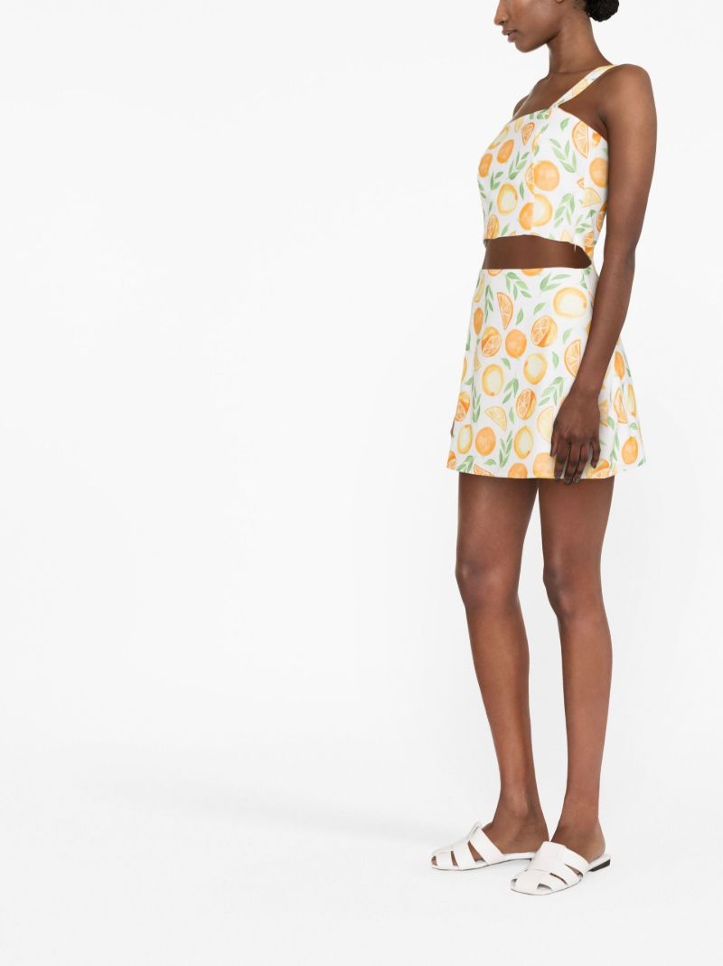 White Amelia Orange Print Mini Skirt