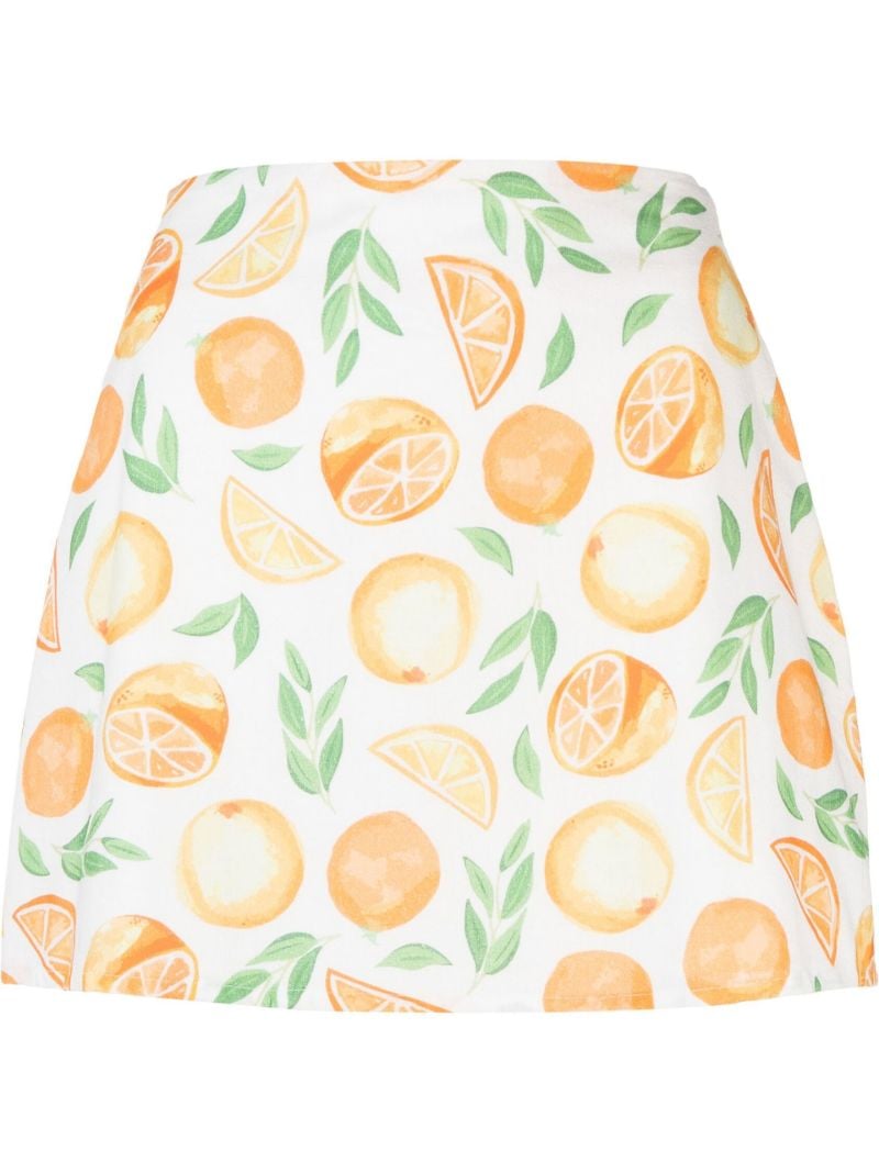 White Amelia Orange Print Mini Skirt