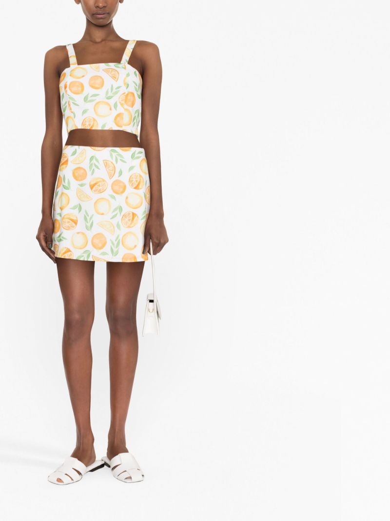White Bridie Orange Print Crop Top