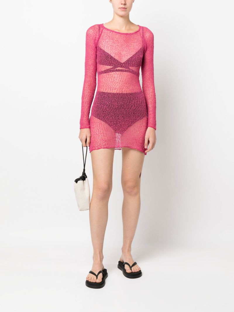 Pink Andy Semi-sheer Knitted Mini Dress