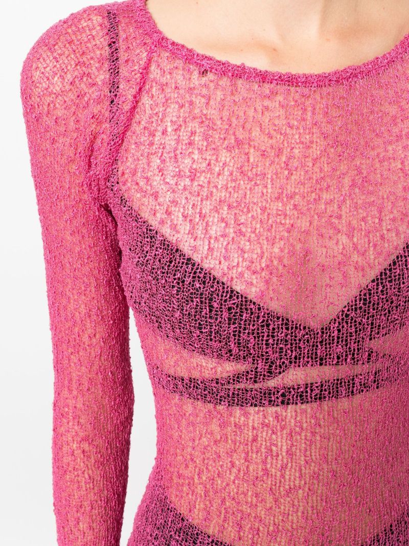 Pink Andy Semi-sheer Knitted Mini Dress