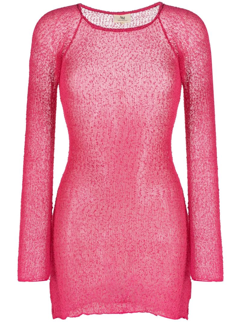 Pink Andy Semi-sheer Knitted Mini Dress