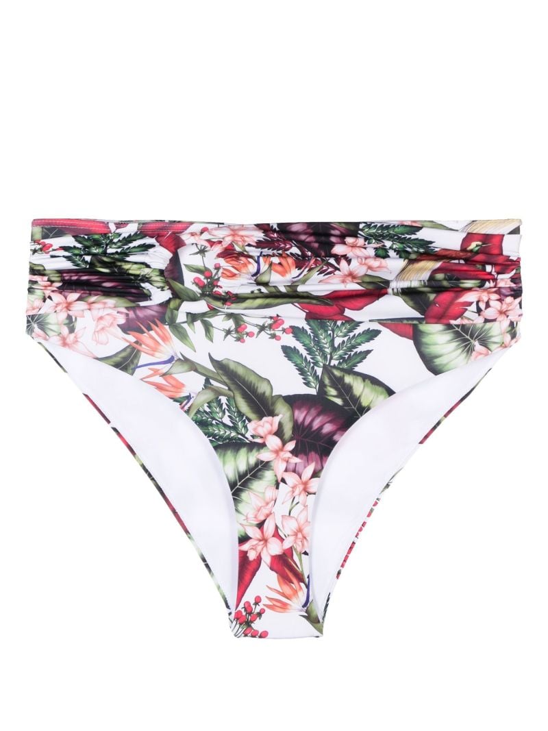 White Floral Print Bikini Bottoms