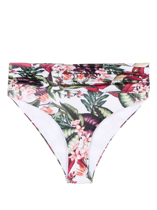 White Floral Print Bikini Bottoms