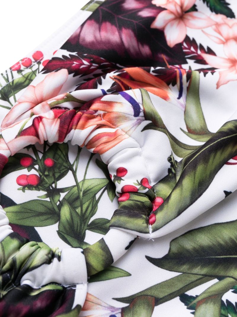White Floral Print Bikini Bottoms