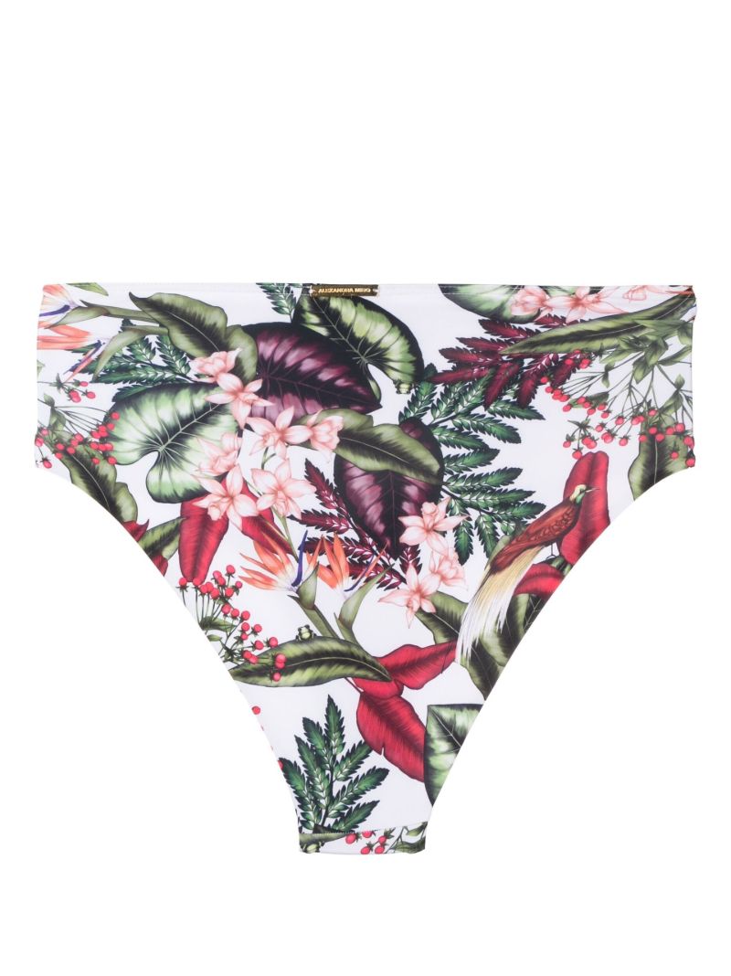 White Floral Print Bikini Bottoms