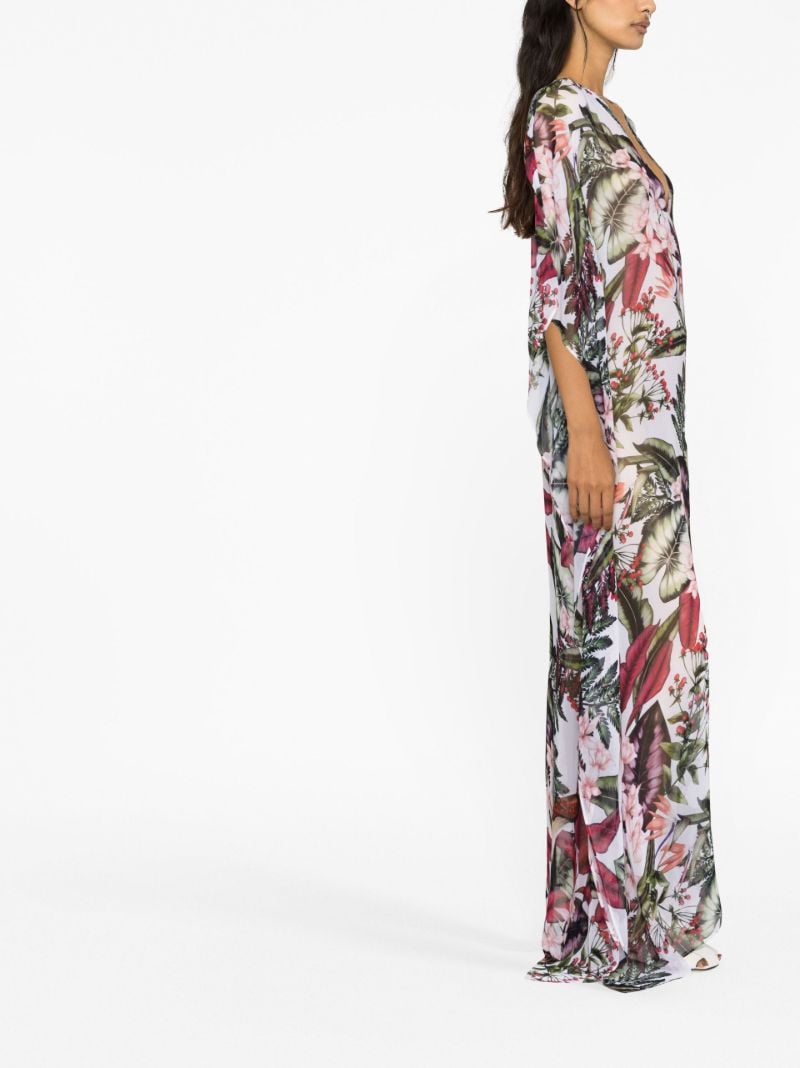 Blue Rozanne Tropical Print Maxi Dress