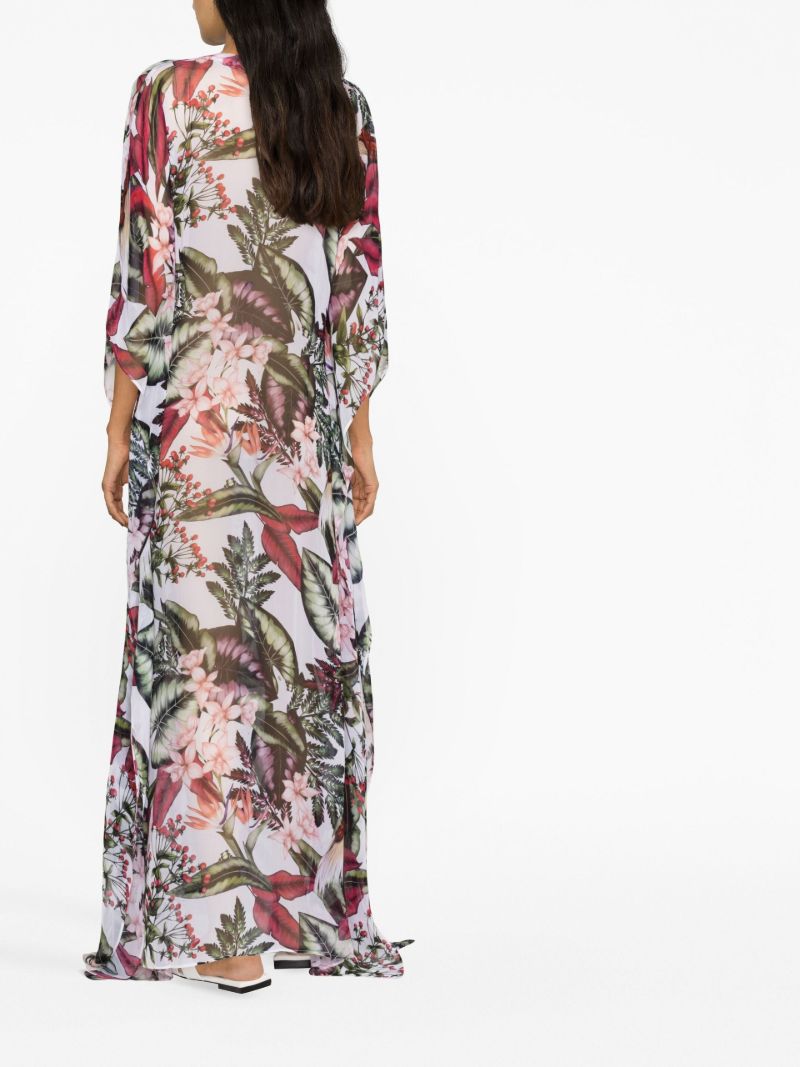 Blue Rozanne Tropical Print Maxi Dress