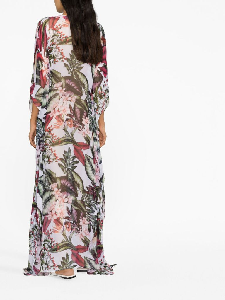 Blue Rozanne Tropical Print Maxi Dress