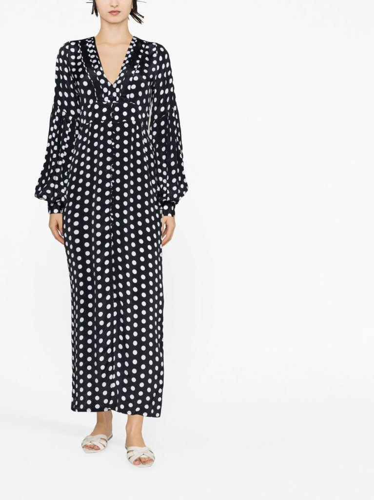 Black Gaia Polka Dot Midi Dress