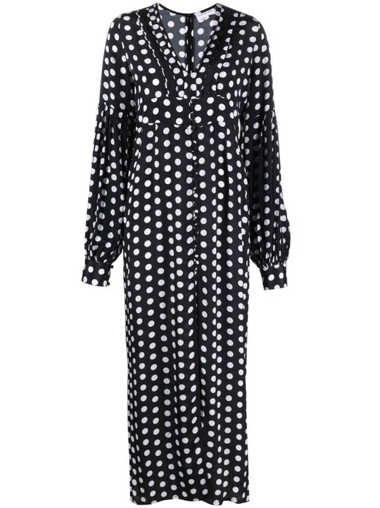 Black Gaia Polka Dot Midi Dress