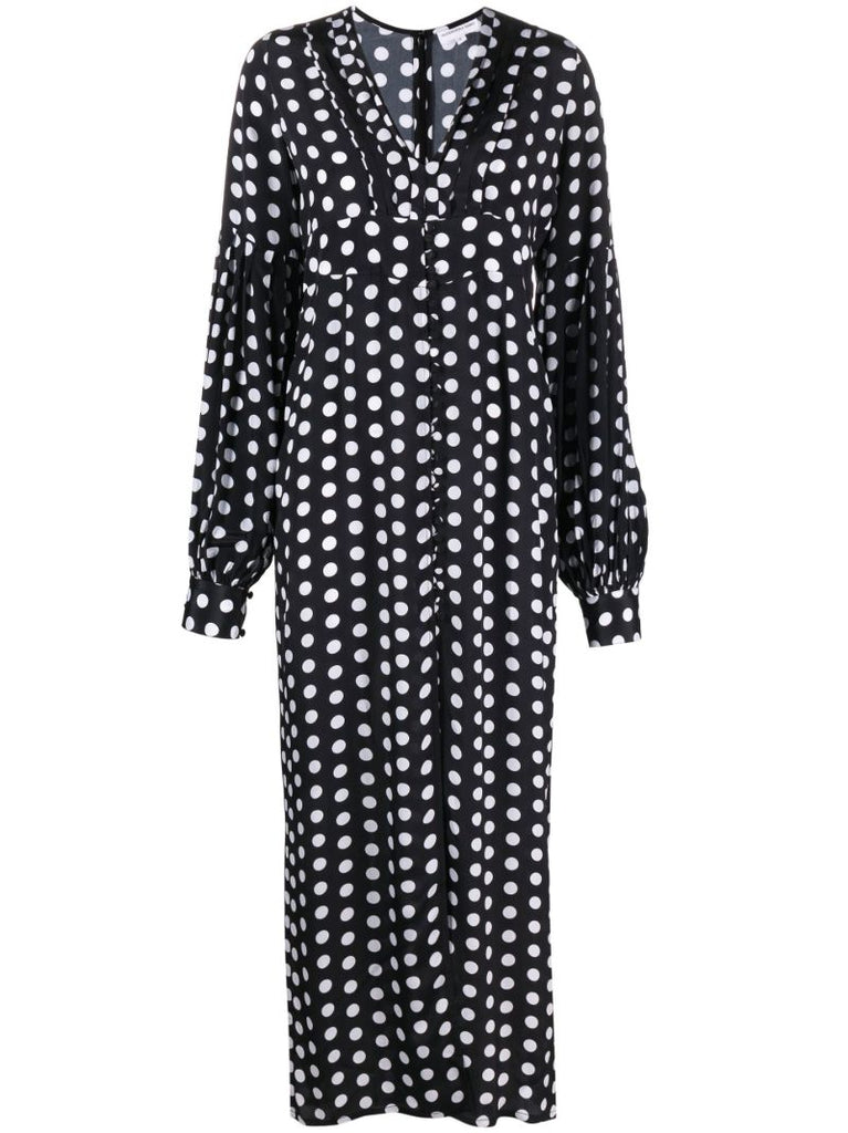 Black Gaia Polka Dot Midi Dress
