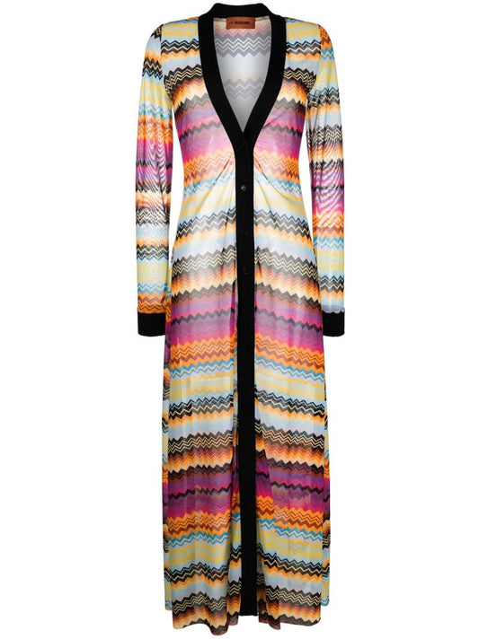Orange Zigzag Stripe Maxi Dress