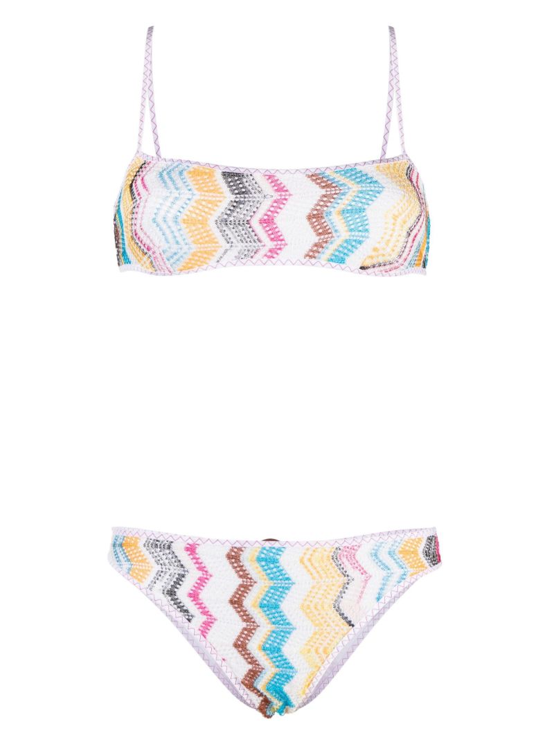 White Zig-zag Knitted Bikini