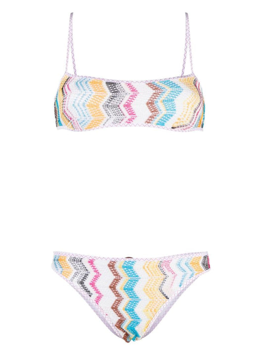 White Zig-zag Knitted Bikini