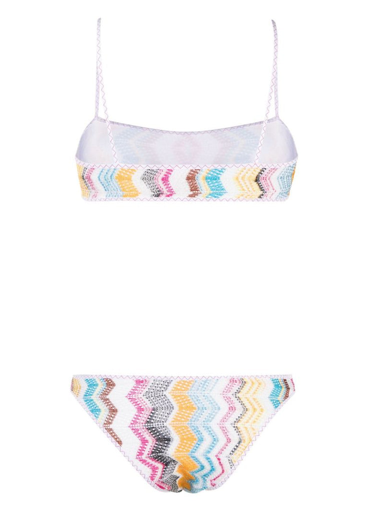 White Zig-zag Knitted Bikini