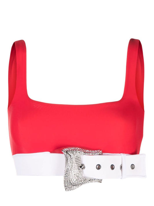 Red Belted Bikini Top