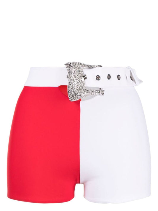 Red and White Patricia Colourblock Shorts