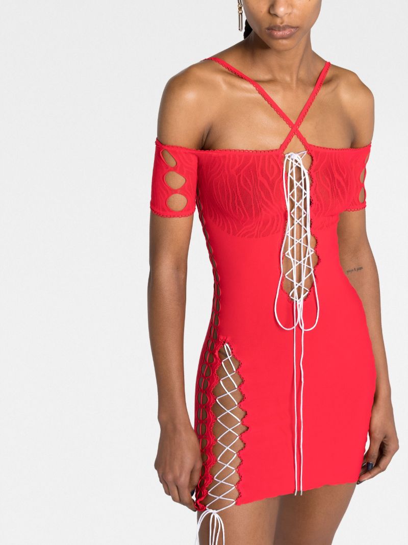 Red Avery Off-the-shoulder Cut-out Dress