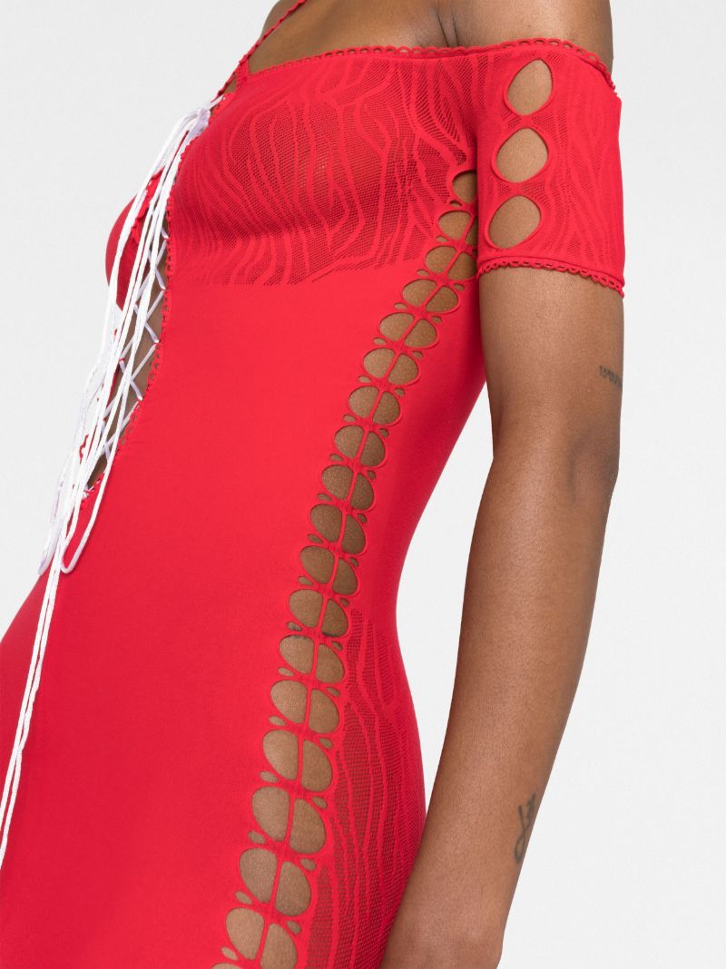 Red Avery Off-the-shoulder Cut-out Dress