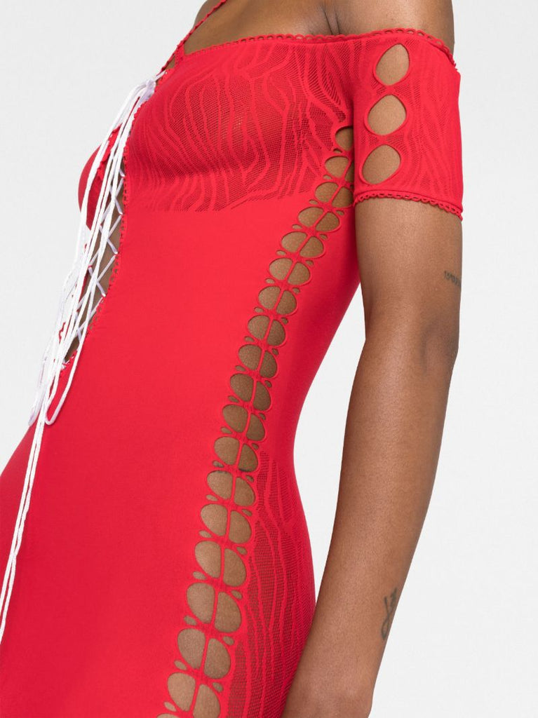 Red Avery Off-the-shoulder Cut-out Dress