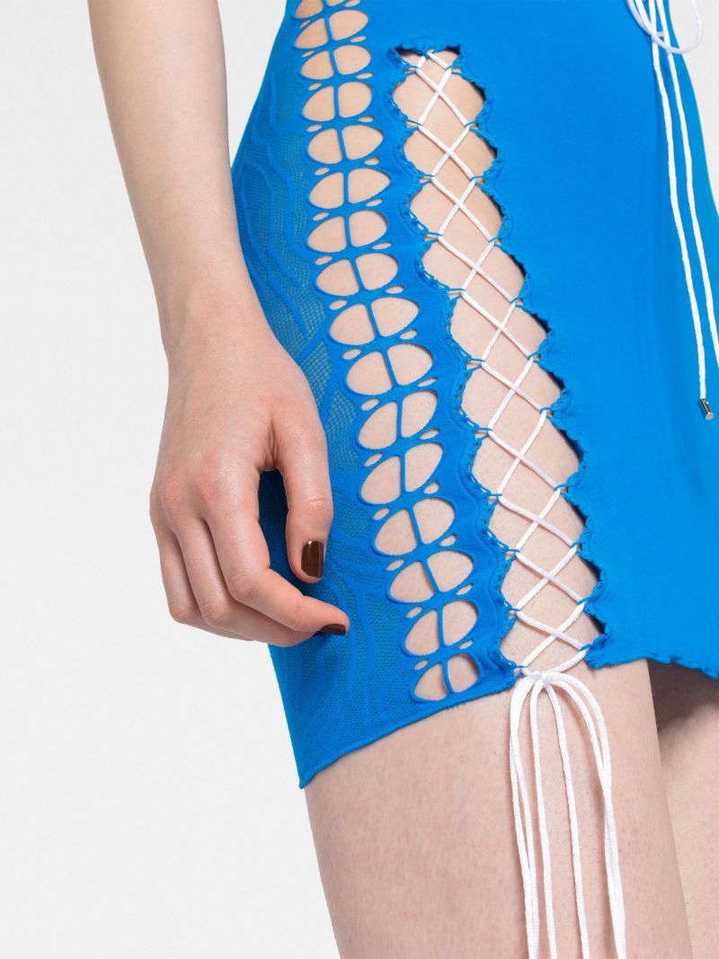 Blue Avery Off-the-shoulder Cut-out Dress