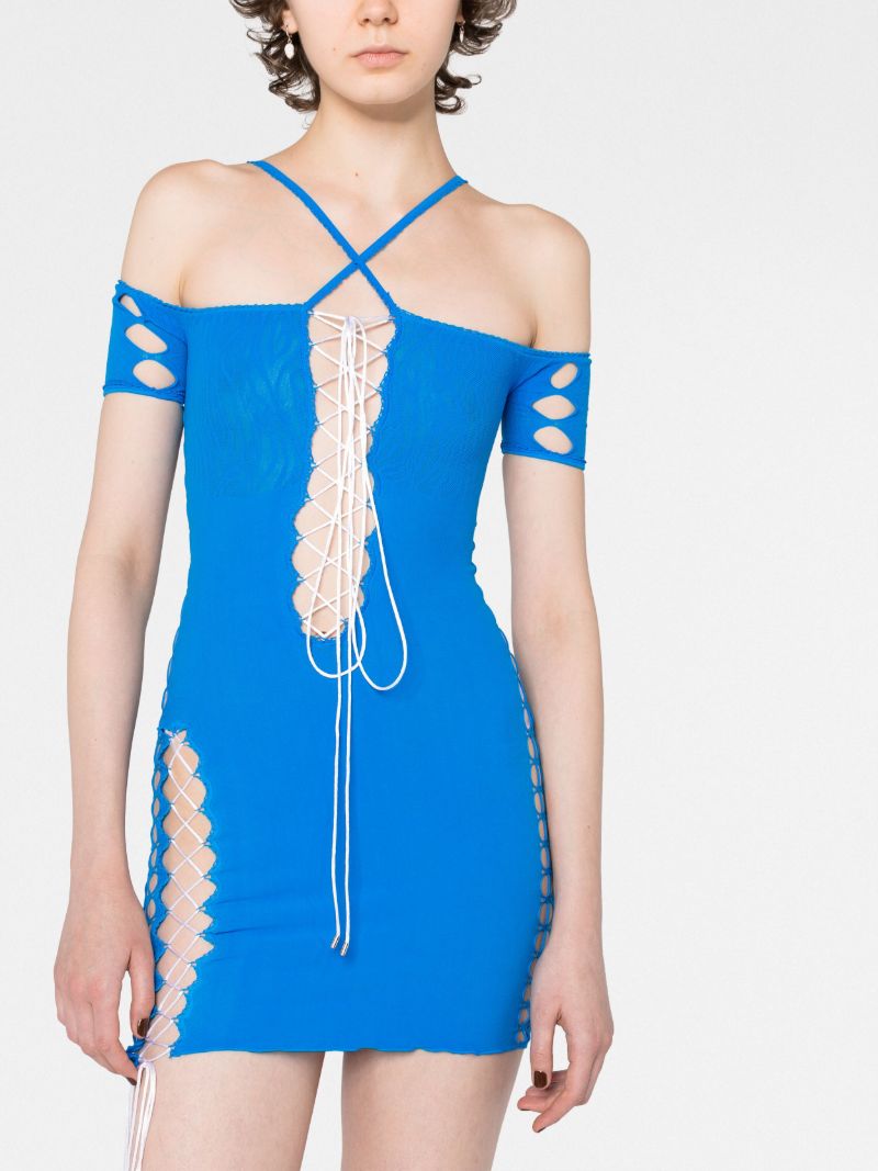Blue Avery Off-the-shoulder Cut-out Dress