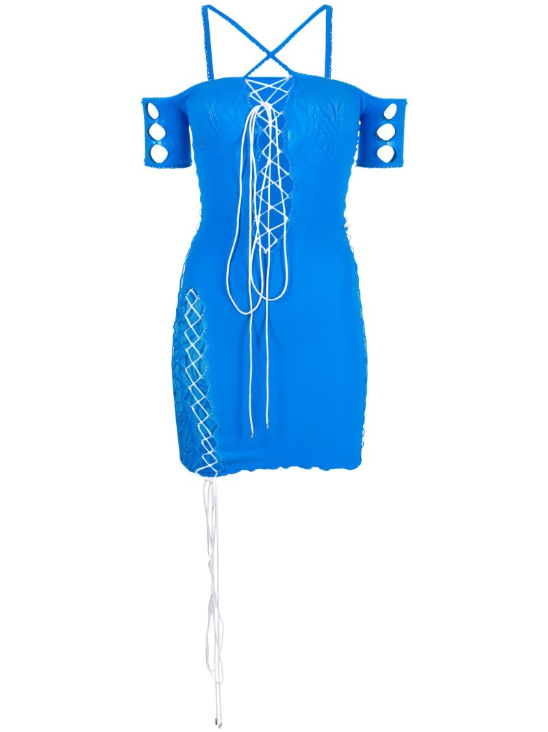 Blue Avery Off-the-shoulder Cut-out Dress