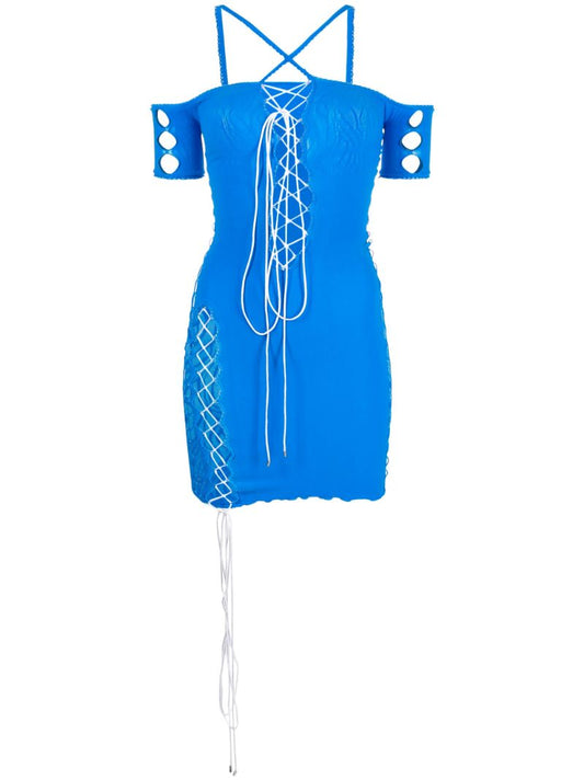 Blue Avery Off-the-shoulder Cut-out Dress