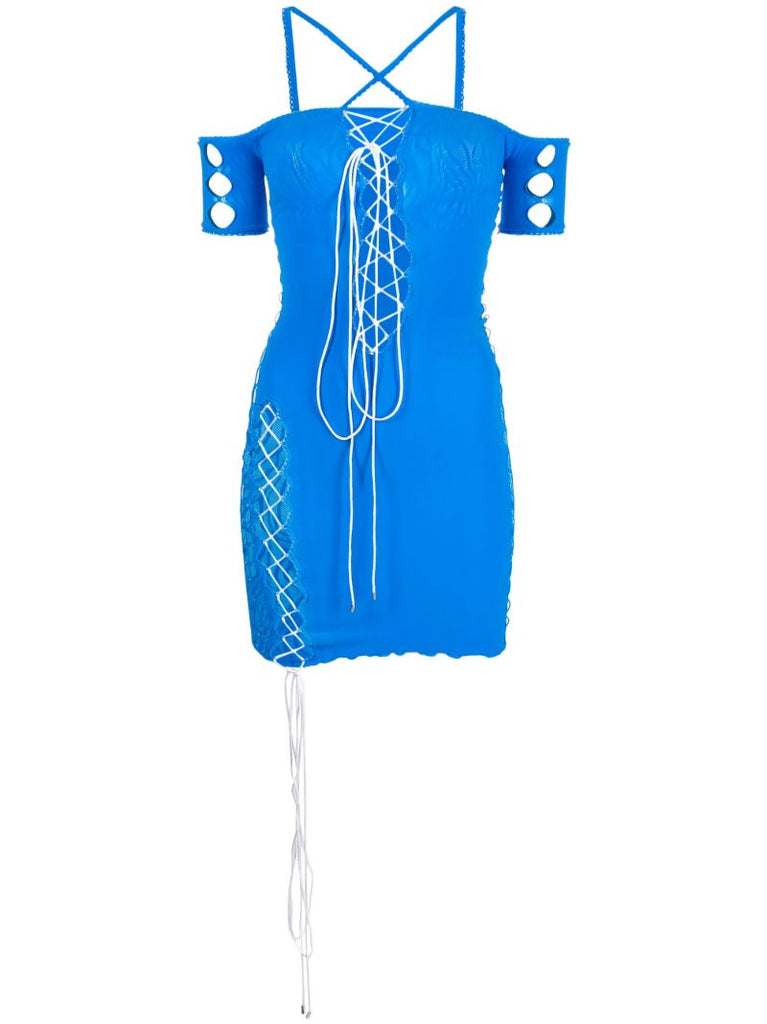 Blue Avery Off-the-shoulder Cut-out Dress