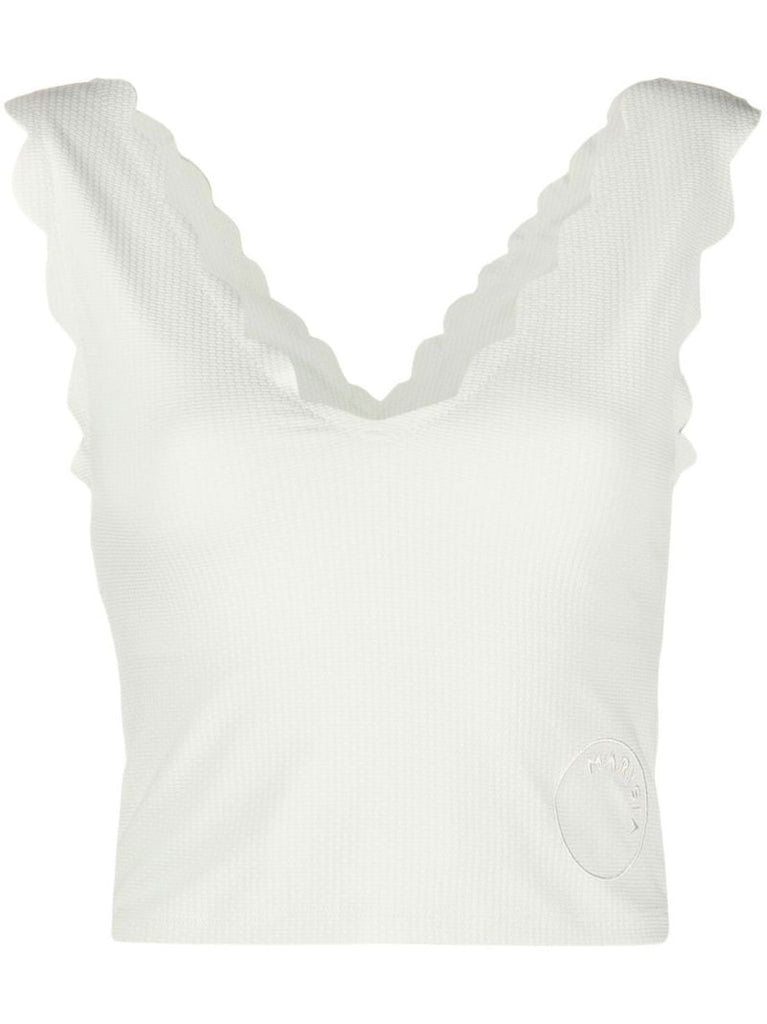 White Venus Scalloped Tank Top