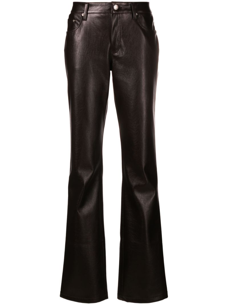 Brown Vegan Leather Flared Trousers