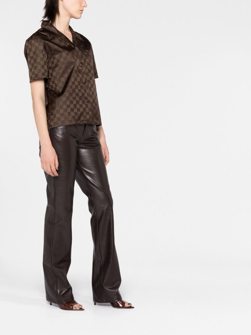 Brown Vegan Leather Flared Trousers