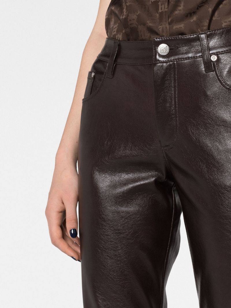 Brown Vegan Leather Flared Trousers